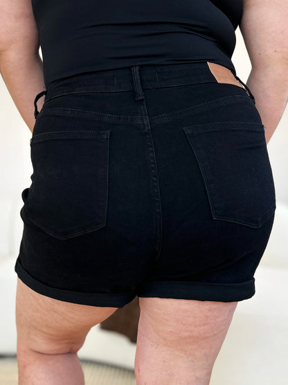 Judy Blue Full Size High Waist Tummy Control Cuffed Denim Shorts - UrbanEthereal