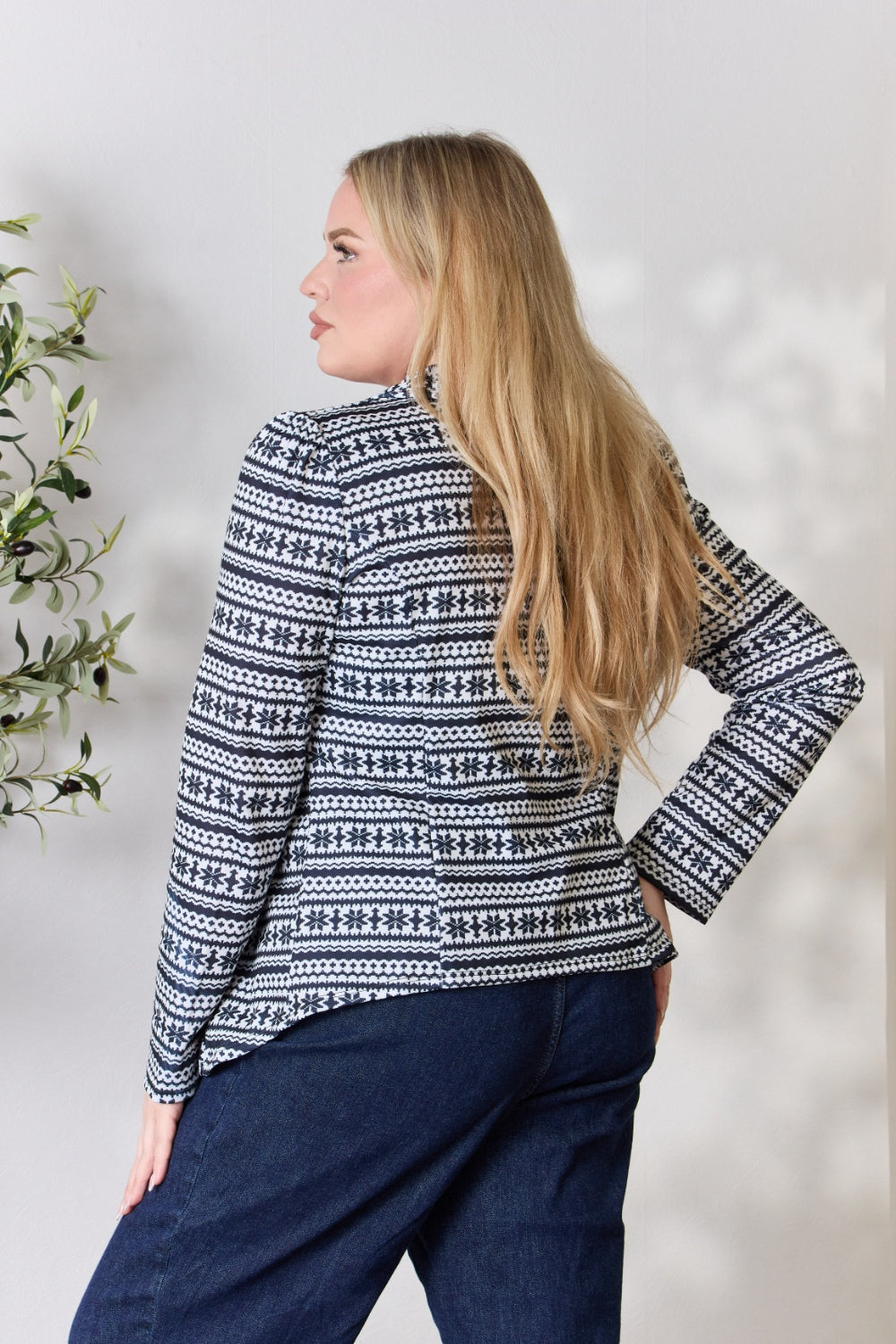 Heimish Full Size Open Front Printed Blazer - UrbanEthereal