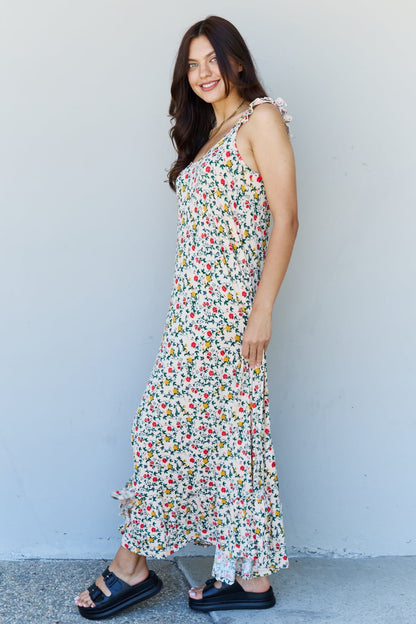 Doublju In The Garden Ruffle Floral Maxi Dress in Natural Rose - UrbanEthereal