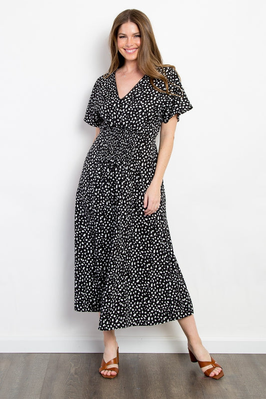 Be Stage Full Size Printed Smocked Waist Dress - UrbanEthereal