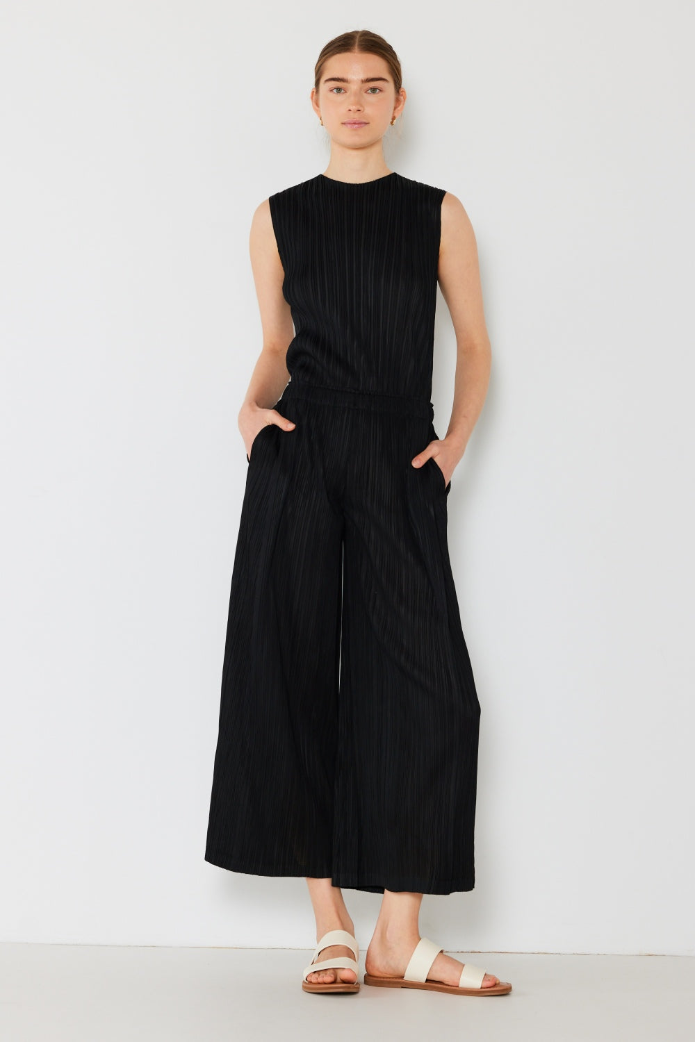 Marina West Swim Pleated Wide-Leg Pants with Side Pleat Detail - UrbanEthereal