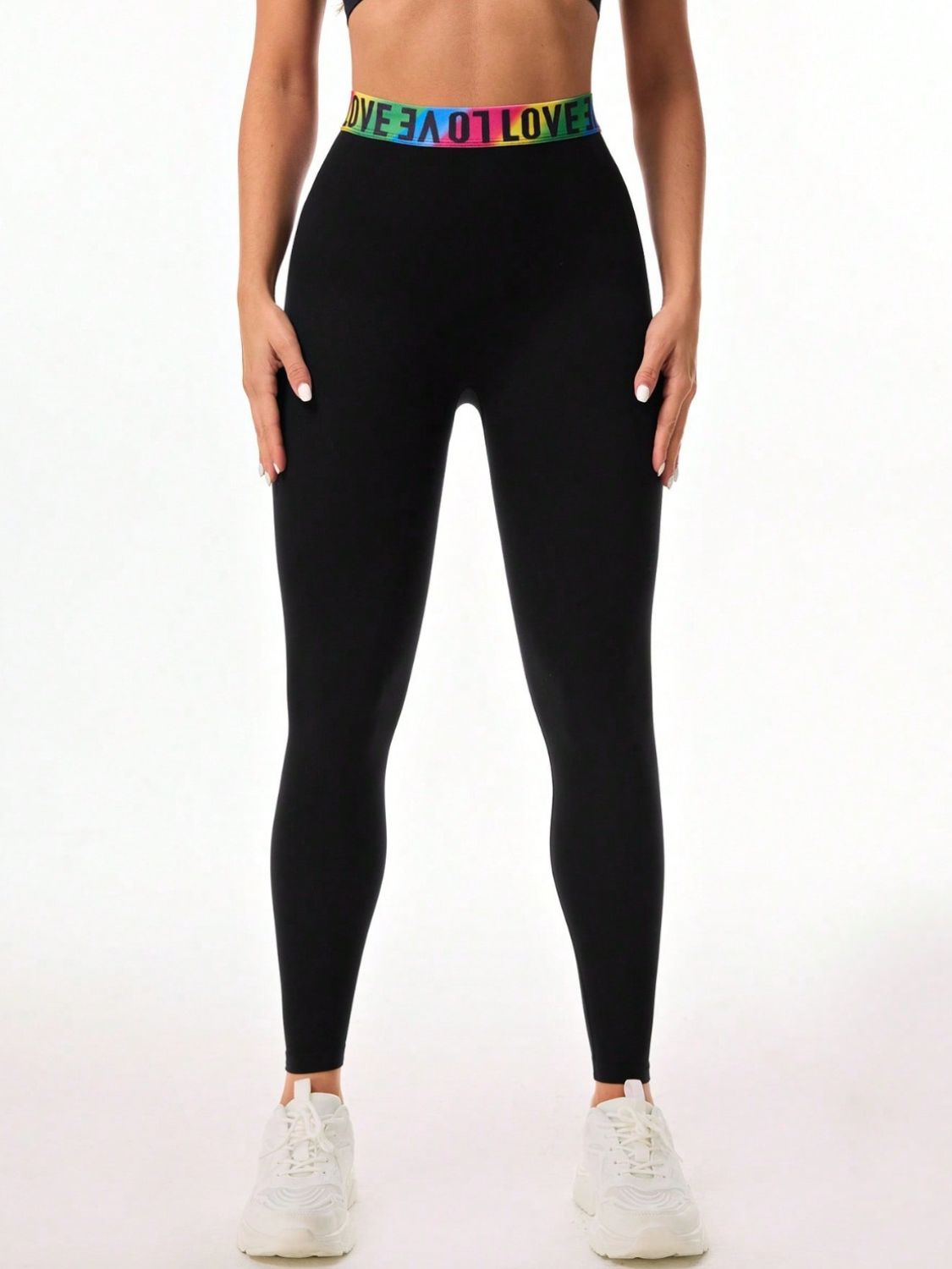 Letter Printed High Waist Active Leggings - UrbanEthereal