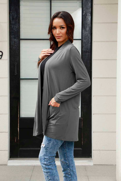 Basic Bae Full Size Open Front Long Sleeve Cardigan with Pockets - UrbanEthereal