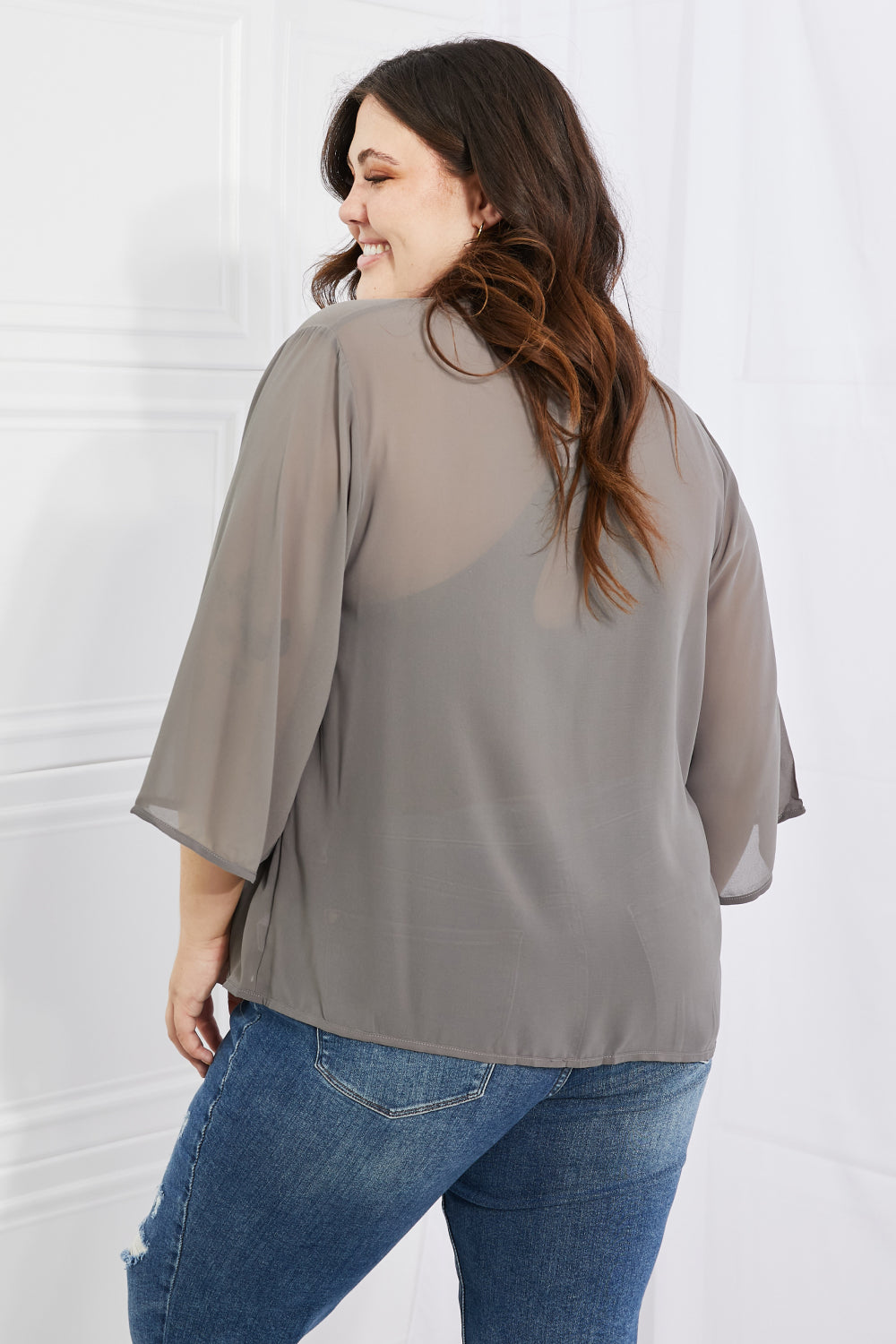 Melody Just Breathe Full Size Chiffon Kimono in Grey - UrbanEthereal