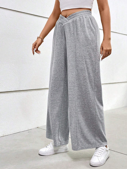 Plus Size Elastic Waist Wide Leg Pants - UrbanEthereal