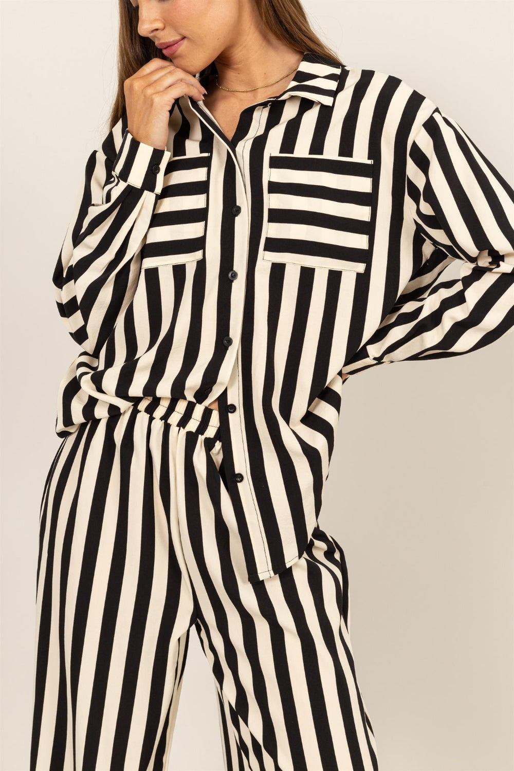 HYFVE Striped Button Up Shirt and Pants Set - UrbanEthereal