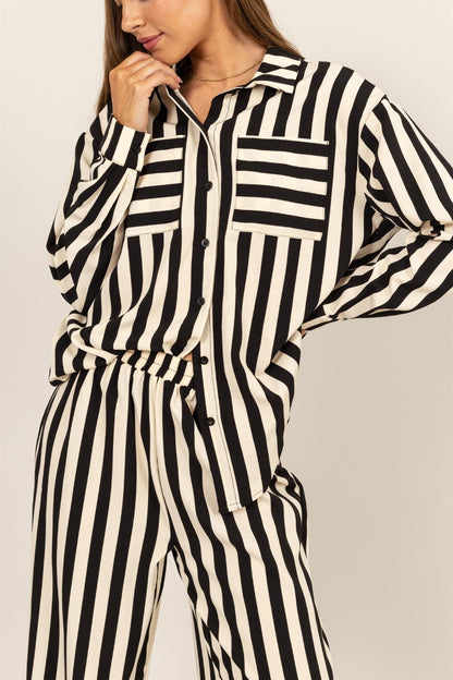 HYFVE Striped Button Up Shirt and Pants Set - UrbanEthereal
