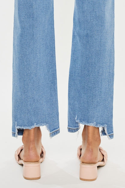 Kancan High Waist Raw Hem Straight Jeans - UrbanEthereal