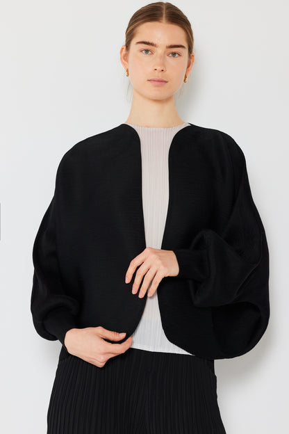 Marina West Swim Rib Pleated Puff Sleeve Bolero Cardigan - UrbanEthereal