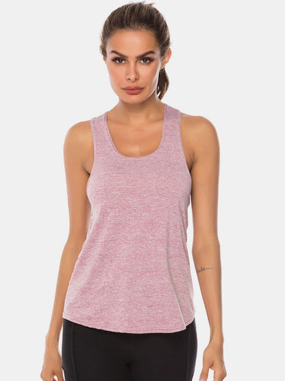 Full Size Scoop Neck Wide Strap Active Tank - UrbanEthereal