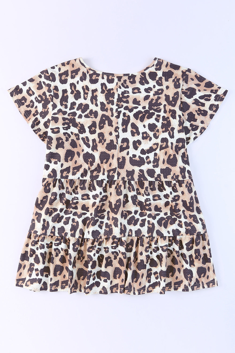 Plus Size Leopard Round Neck Blouse - UrbanEthereal