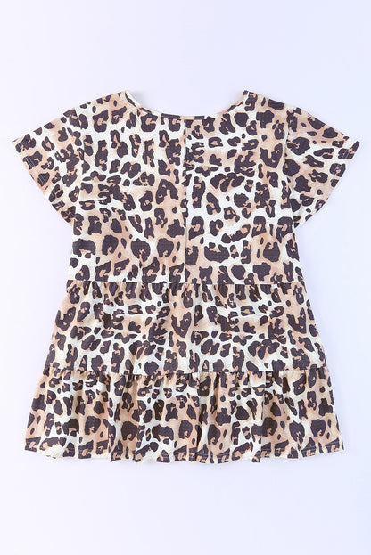 Plus Size Leopard Round Neck Blouse - UrbanEthereal