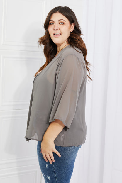 Melody Just Breathe Full Size Chiffon Kimono in Grey - UrbanEthereal