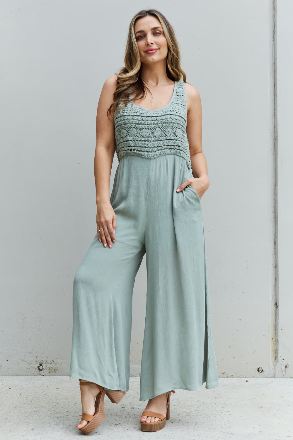 HEYSON Watch Me Full Size Crochet Detail Jumpsuit - UrbanEthereal