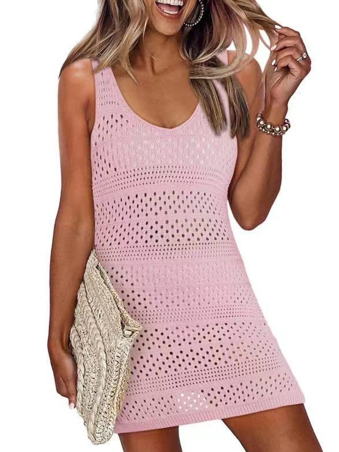 Openwork Scoop Neck Cover Up - UrbanEthereal