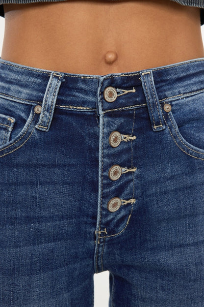 Kancan Full Size Cat's Whiskers Button Fly Denim Shorts - UrbanEthereal