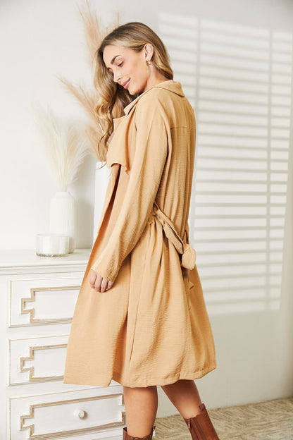 Culture Code Full Size Tied Trench Coat with Pockets - UrbanEthereal