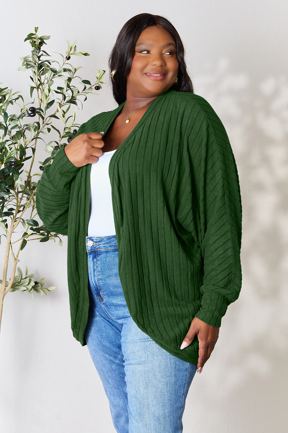 Basic Bae Full Size Ribbed Cocoon Cardigan - UrbanEthereal