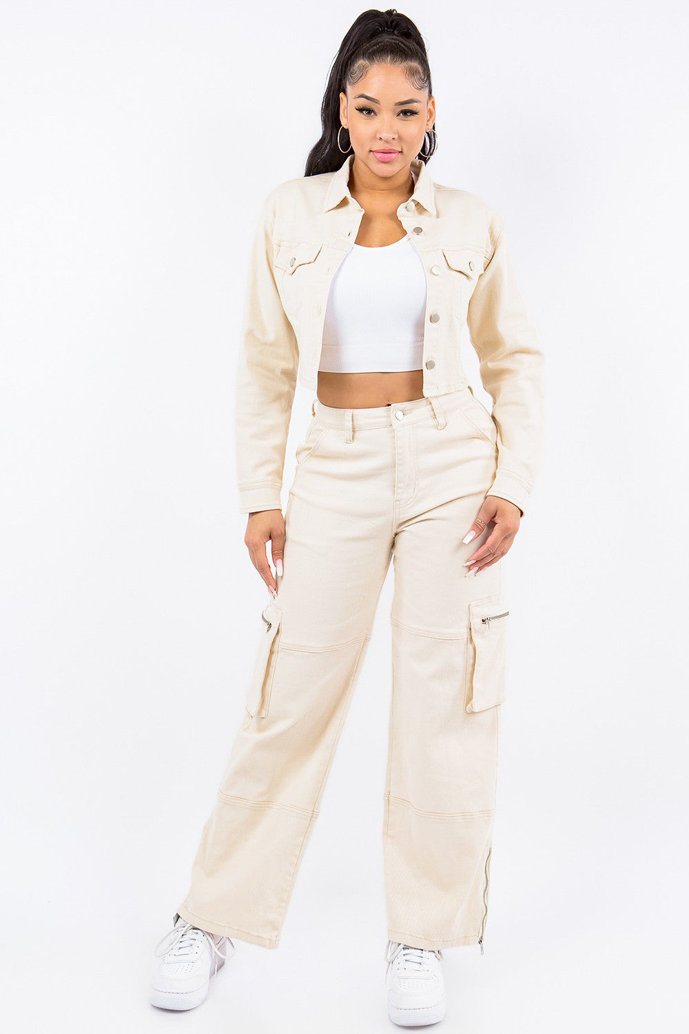 American Bazi Laced Back Cropped Jacket - UrbanEthereal