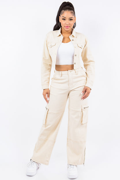 American Bazi Laced Back Cropped Jacket - UrbanEthereal