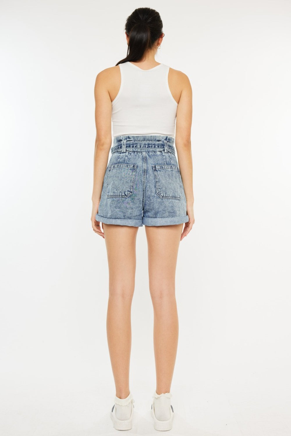 Kancan Ultra High Rise Paperbag Denim Shorts - UrbanEthereal
