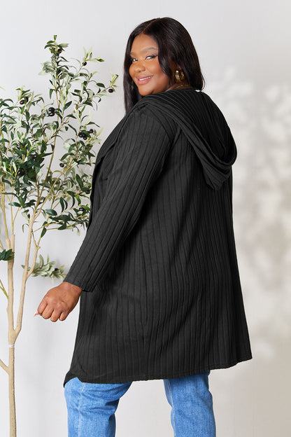 Basic Bae Full Size Hooded Sweater Cardigan - UrbanEthereal