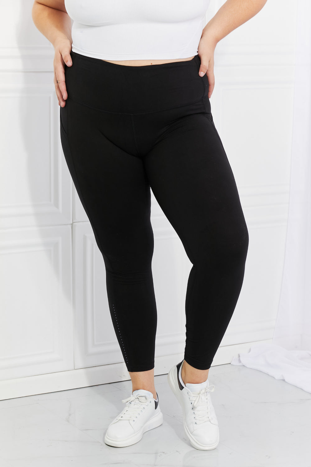 Leggings Depot Full Size Strengthen and Lengthen Reflective Dot Active Leggings - UrbanEthereal