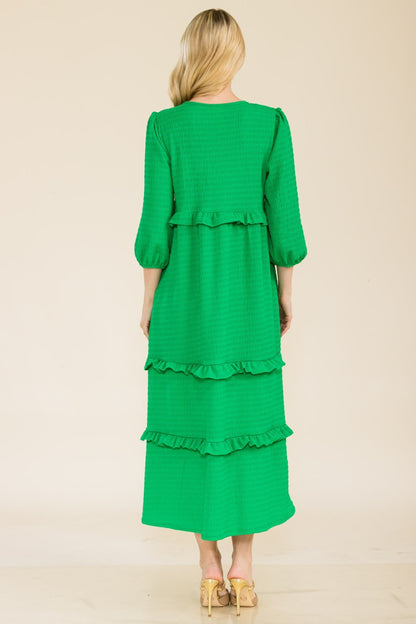 Celeste Full Size Tiered-Ruffle Midi Dress - UrbanEthereal