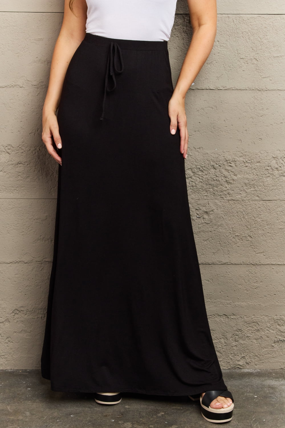 Culture Code For The Day Full Size Flare Maxi Skirt in Black - UrbanEthereal