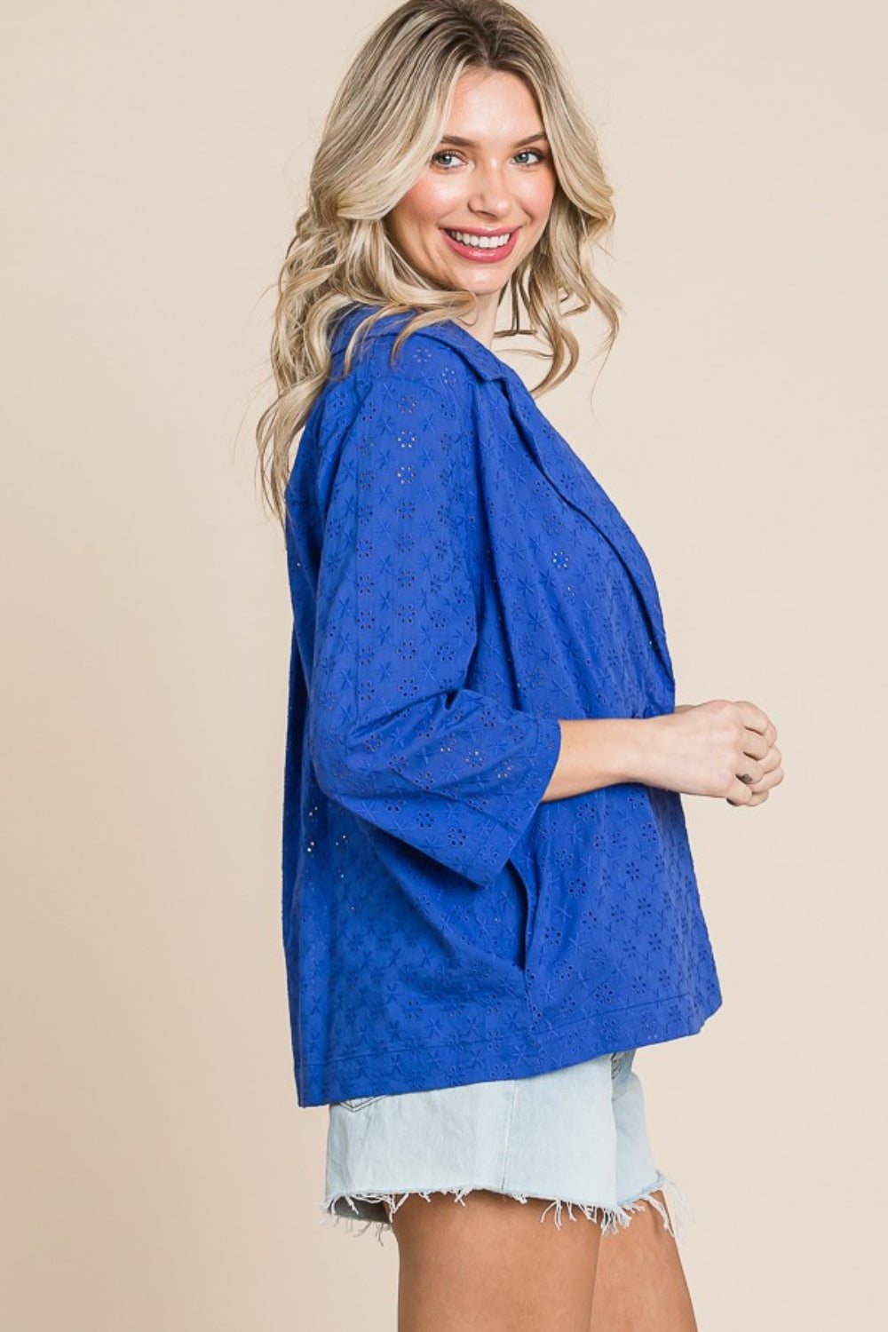 Culture Code Double Breasted Eyelet Jacket with Pockets - UrbanEthereal