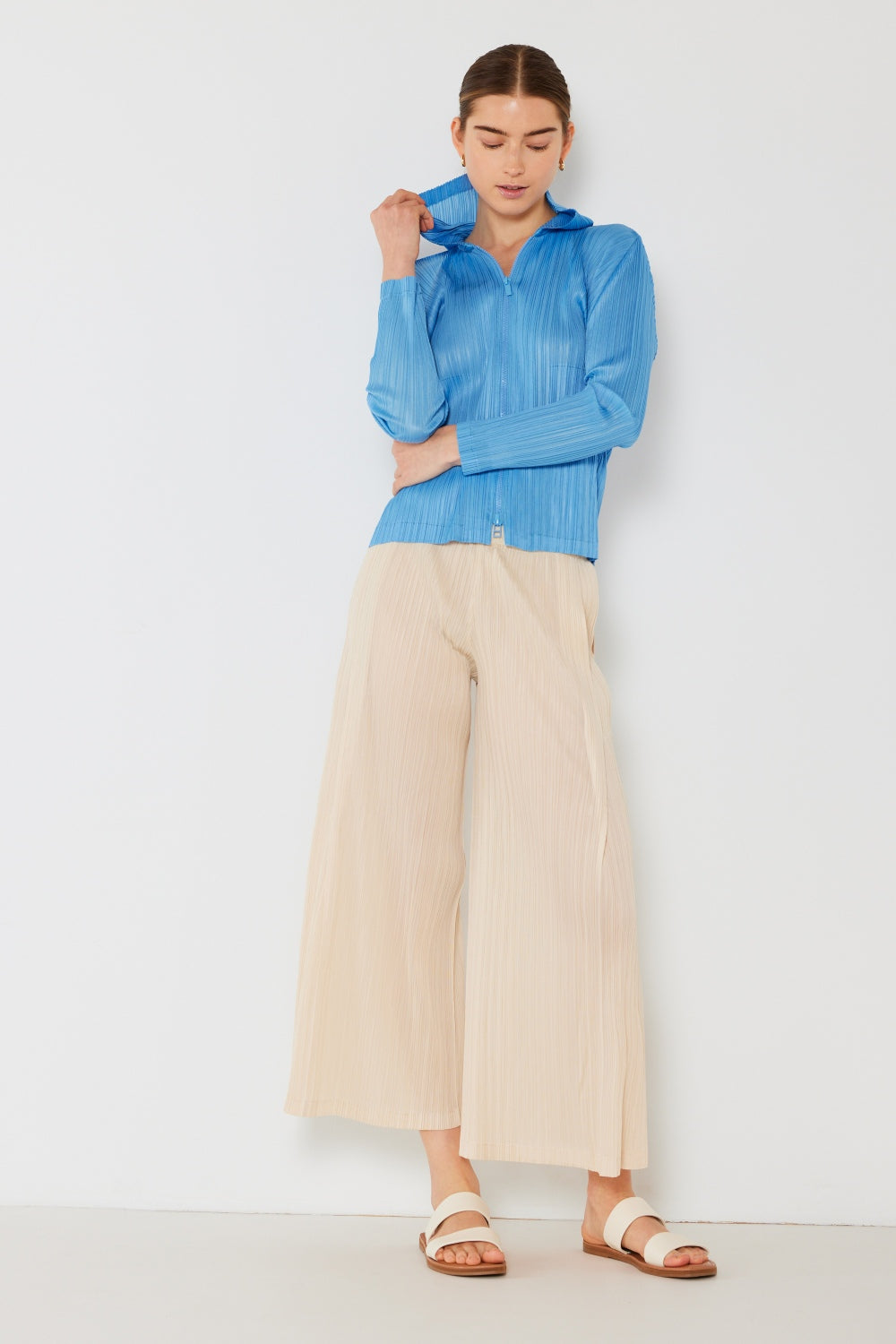 Marina West Swim Pleated Wide-Leg Pants with Side Pleat Detail - UrbanEthereal