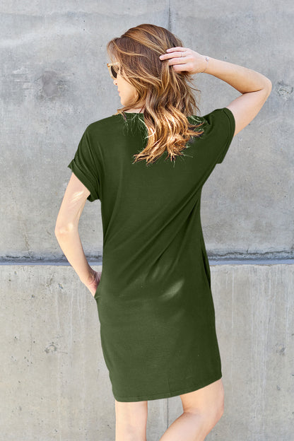 Basic Bae Full Size Round Neck Short Sleeve Dress with Pockets - UrbanEthereal