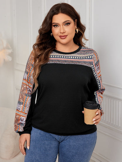 Plus Size Printed Long Sleeve Sweatshirt - UrbanEthereal