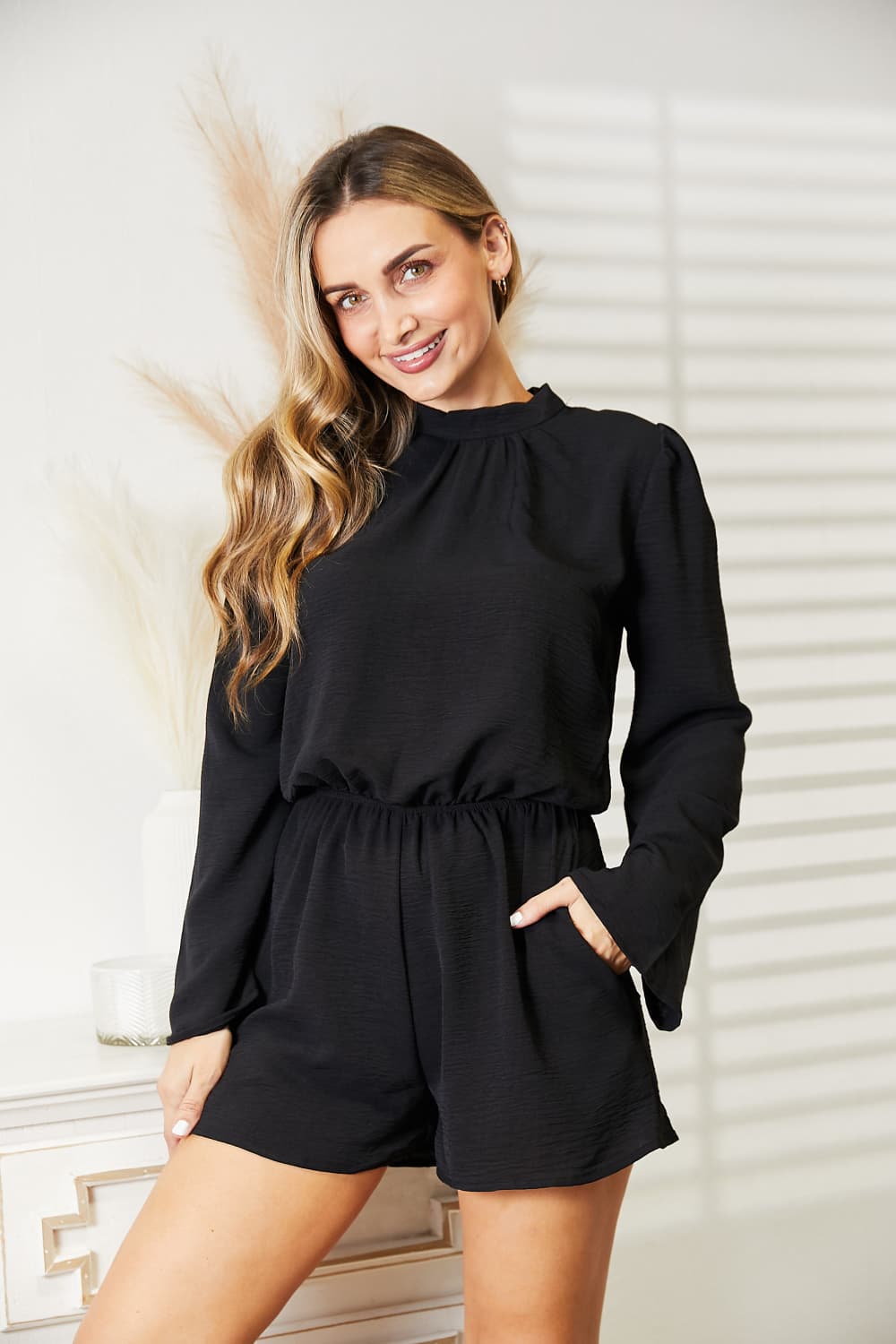 Culture Code Full Size Open Back Romper with Pockets - UrbanEthereal