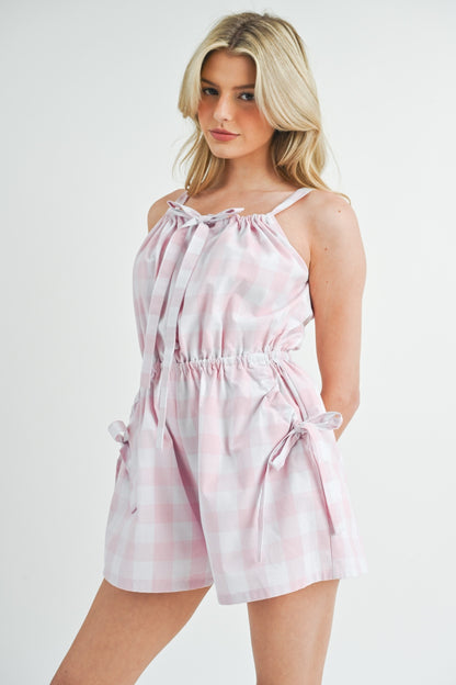 MABLE Plaid Sleeveless Button Down Romper - UrbanEthereal