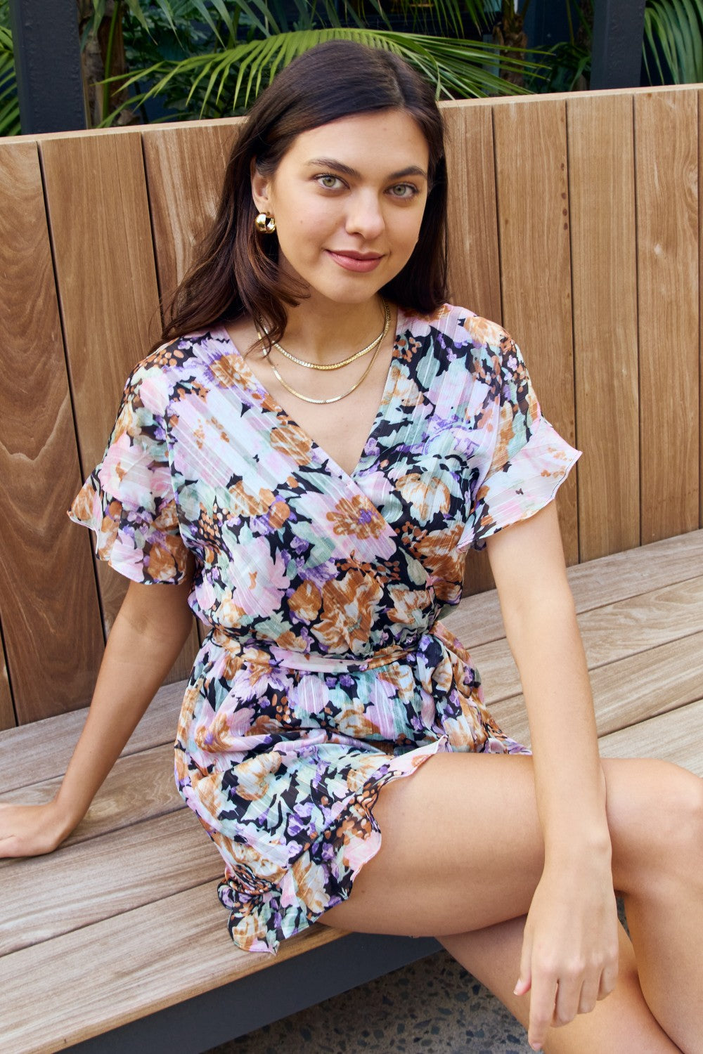 Petal Dew Full Size Floral Tie Belt Ruffled Romper - UrbanEthereal