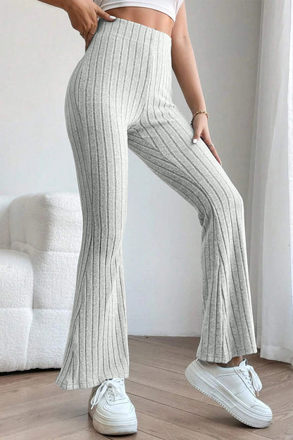 Basic Bae Full Size Ribbed High Waist Flare Pants - UrbanEthereal