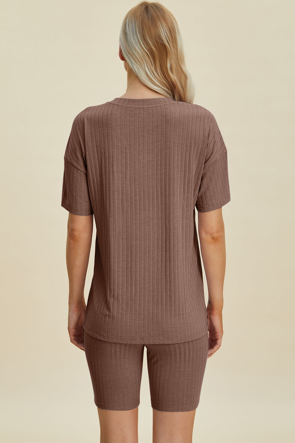 Basic Bae Full Size Ribbed V-Neck Short Sleeve Top and Shorts Set - UrbanEthereal