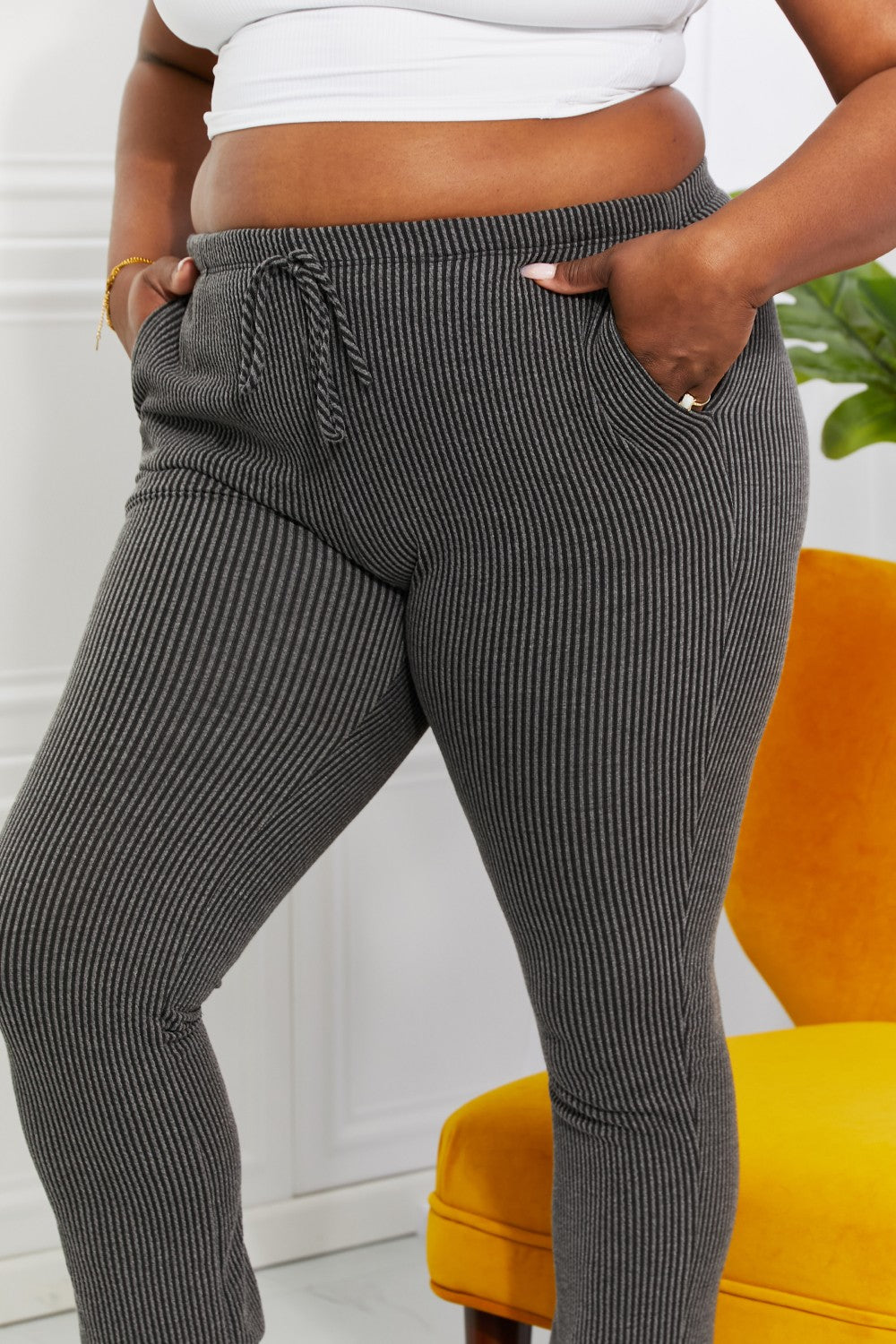 Blumin Apparel Full Size Easy Living Ribbed Joggers - UrbanEthereal