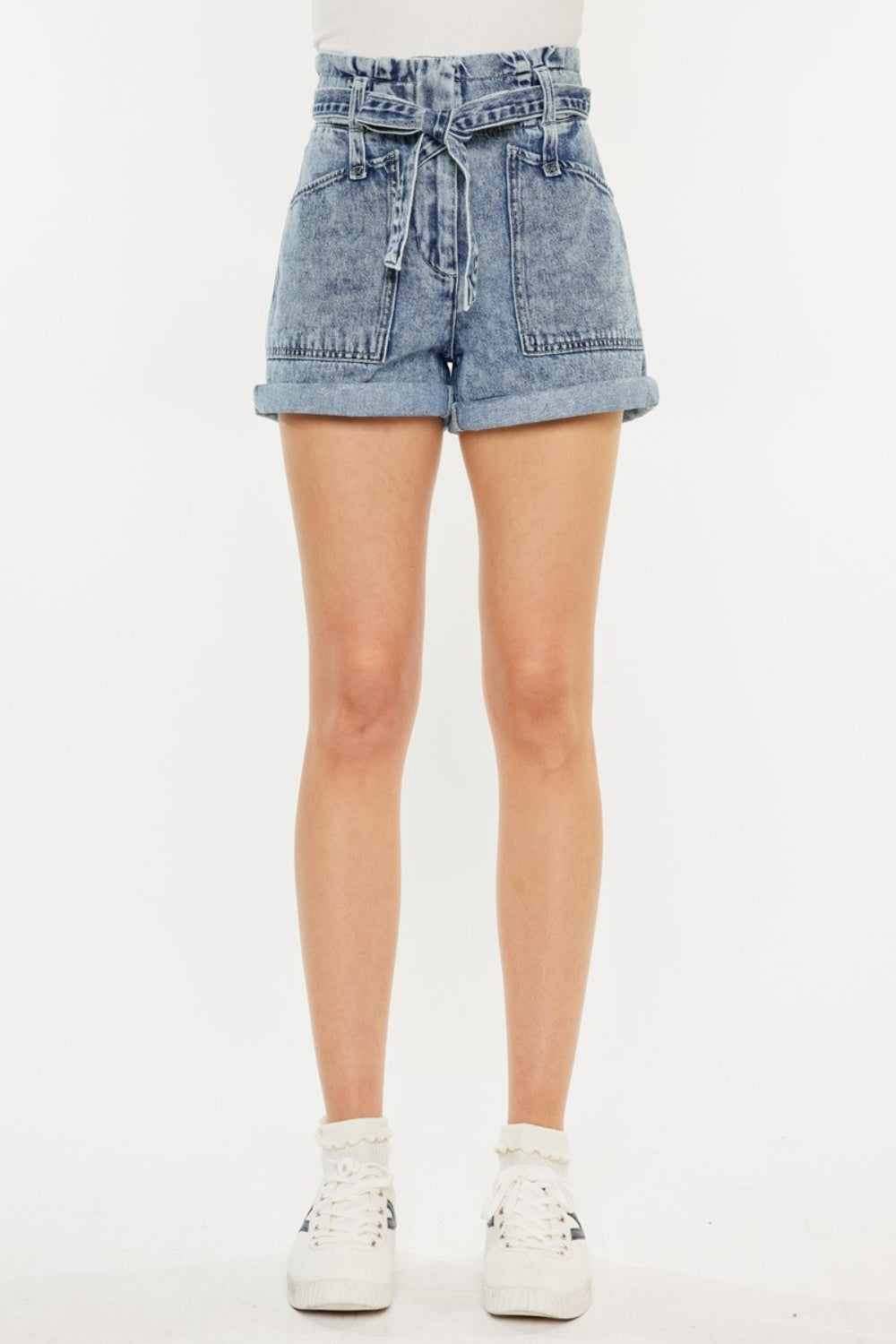 Kancan Ultra High Rise Paperbag Denim Shorts - UrbanEthereal