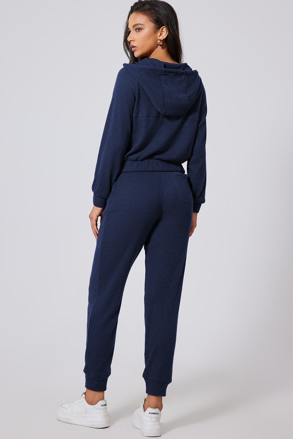 Drawstring Half Zip Hoodie and Joggers Active Set - UrbanEthereal