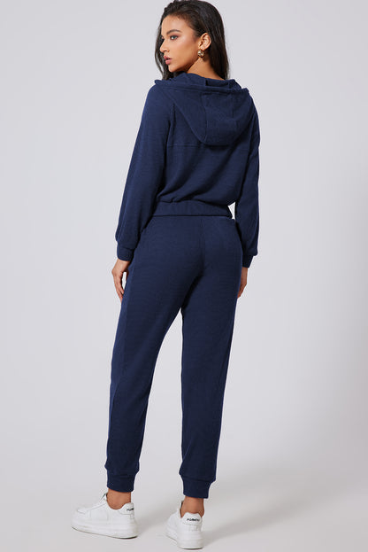 Drawstring Half Zip Hoodie and Joggers Active Set - UrbanEthereal