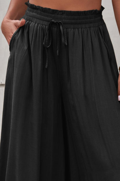 Drawstring Waist Wide Leg Pants