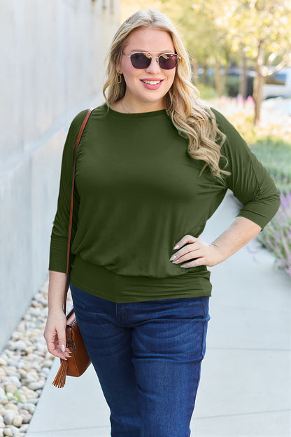 Basic Bae Full Size Round Neck Batwing Sleeve Top - UrbanEthereal