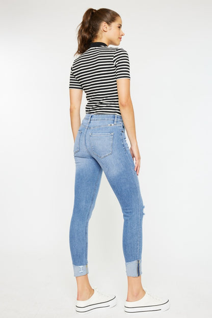 Kancan Distressed Cat's Whiskers Button Fly Jeans - UrbanEthereal