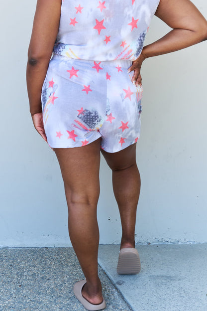 ODDI Full Size Tie-Dye Star Printed Loungewear Set - UrbanEthereal