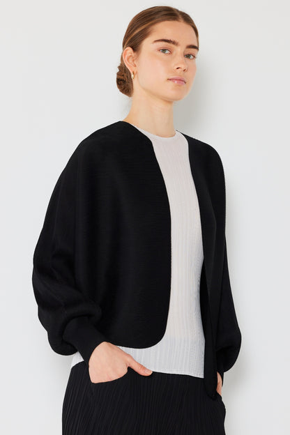 Marina West Swim Rib Pleated Puff Sleeve Bolero Cardigan - UrbanEthereal