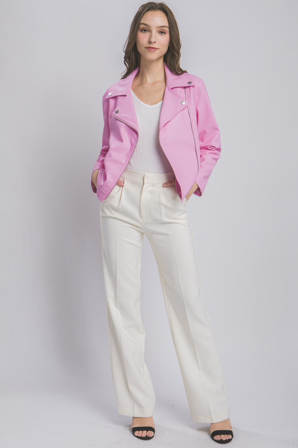 Love Tree Collared Neck Zip Up Jacket - UrbanEthereal