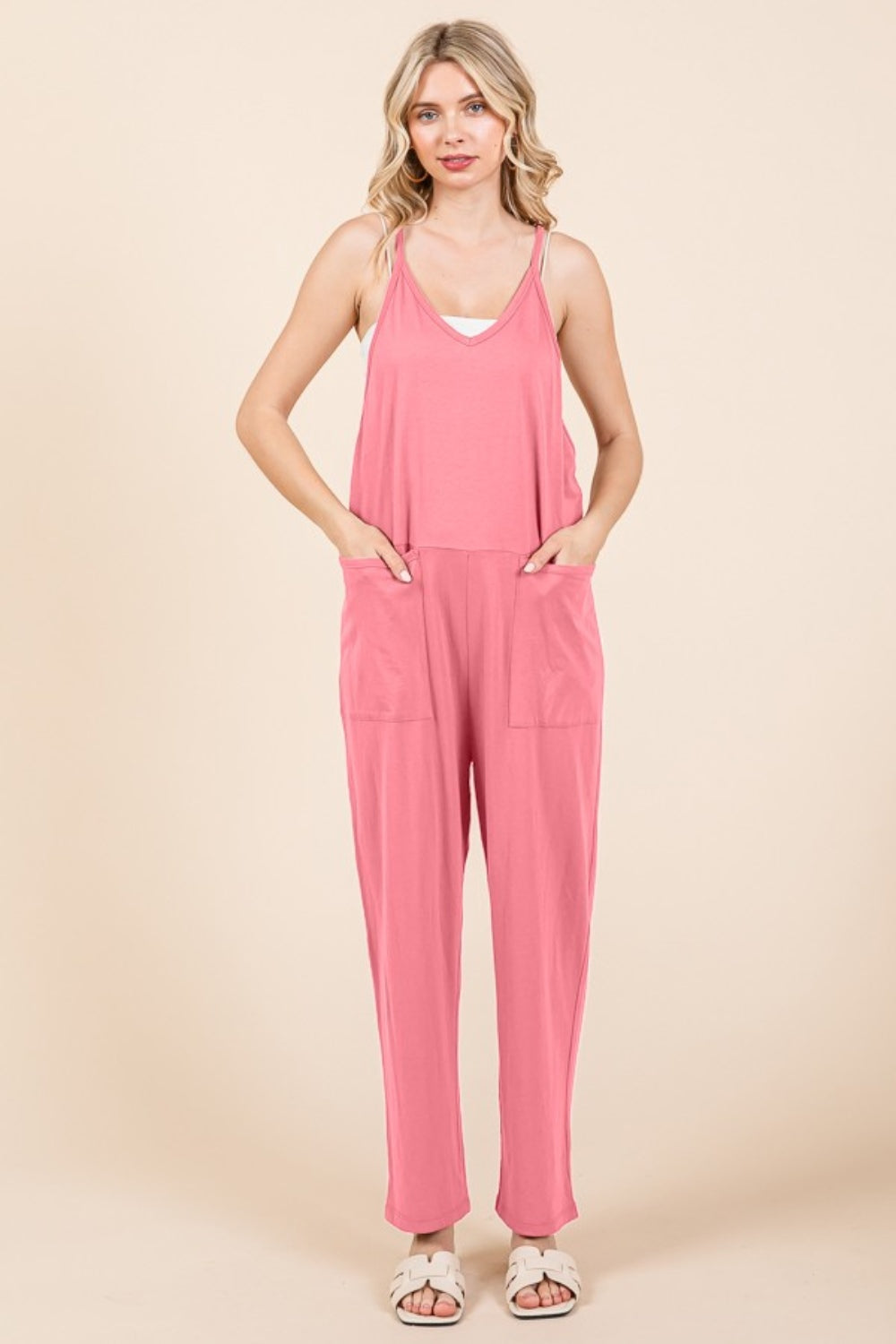 Culture Code Full Size Sleeveless Jumpsuit with Pockets - UrbanEthereal