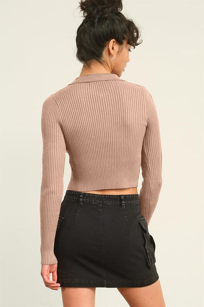 HYFVE Ribbed Double Zip Cropped Cardigan - UrbanEthereal